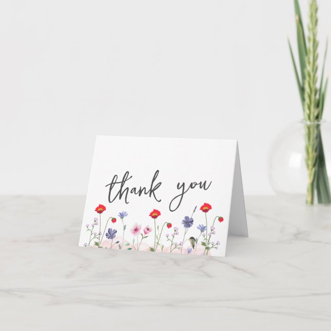 Elegant Summer Wildflower Baby Shower  Thank You Card (Front)
