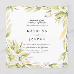Elegant Summer Wildflower Botanical Wedding Invitation