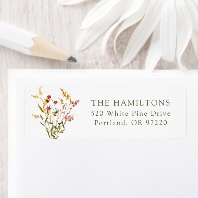 Elegant Summer Wildflower Bouquet Return Address (Insitu)