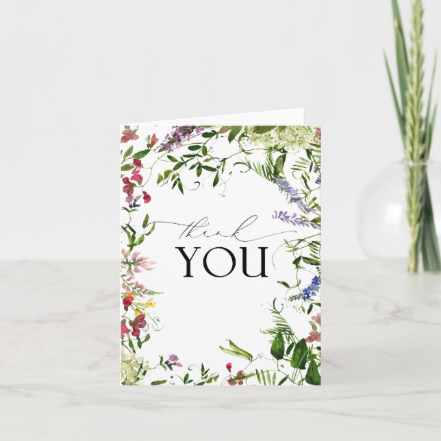 Elegant Summer Wildflower Calligraphy Thank You (Front)
