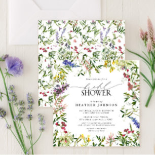 Elegant Summer Wildflower Floral Bridal Shower Invitation