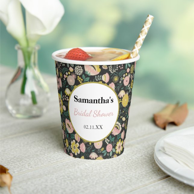 Elegant Summer Wildflower Floral Bridal Shower   Paper Cups (Insitu)