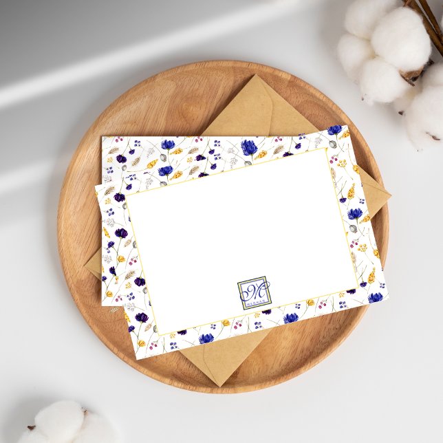 Elegant Summer Wildflower Pattern Monogrammed  Card (Creator Uploaded)
