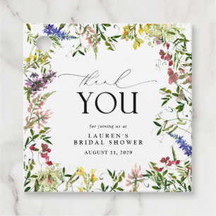 Elegant Summer Wildflower Watercolor Bridal Shower Favour Tags