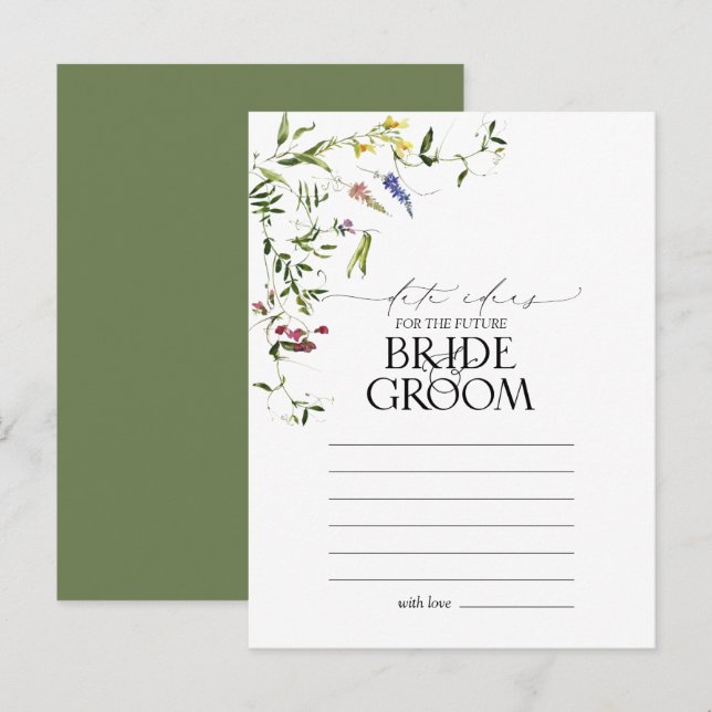 Elegant Summer Wildflower Watercolor Date Ideas Postcard (Front/Back)