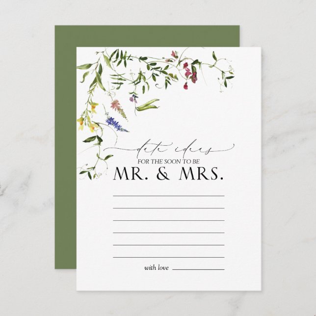 Elegant Summer Wildflower Watercolor Date Ideas Postcard (Front/Back)