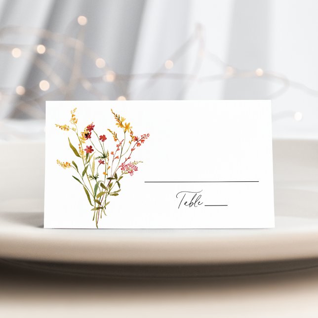 Elegant Summer Wildflower Wedding Place Card (Creator Uploaded)