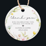 Elegant Summer Wildflower Wreath Wedding Favour Tags<br><div class="desc">Elegant airy watercolor summer wildflowers and foliage wreath,  wedding thank you favour tags.  Back of tag features,  matching summer wildflower pattern.</div>