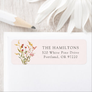 Elegant Summer Wildflowers Blush Return Address