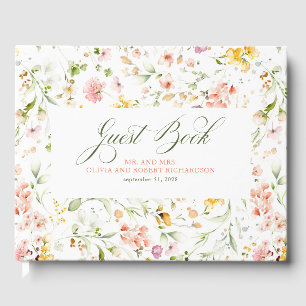 Elegant Summer Wildflowers Wedding Guest Book