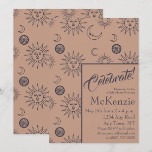 Elegant Sun and Moon Celestial Baby Shower Invitation