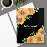 Elegant Sunflower 2023 Planner<br><div class="desc">This elegant Planner is decorated with watercolor sunflowers and green foliage on a black background. You can personalise it by adding your name and changing the year. Use the Design Tool option to change the text size, style, and colour. Because we create our artwork you won't find this exact image...</div>