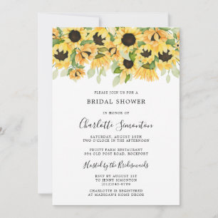 Elegant Sunflower and Greenery Bridal Shower Invitation