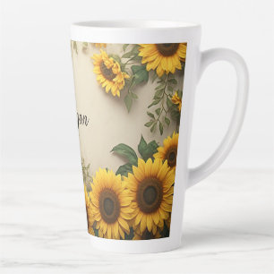 Elegant Sunflower Arrangement Illustration Latte Mug