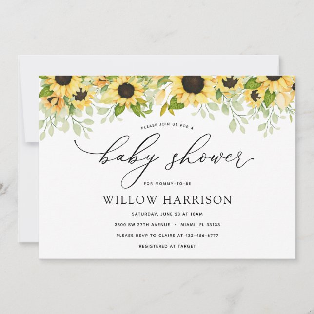 Elegant Sunflower Baby Shower Invitation (Front)