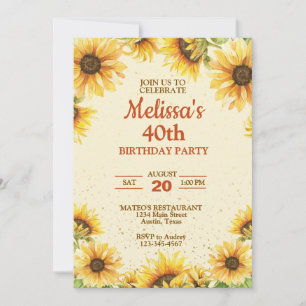 Elegant Sunflower Birthday Party Invitation