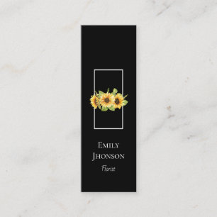Elegant Sunflower Black Mini Business Card