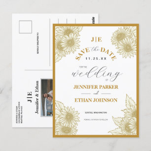 Elegant Sunflower Botanical Photo Save The Date Postcard