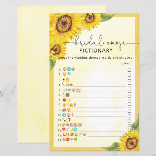 Elegant sunflower bridal shower emoji game