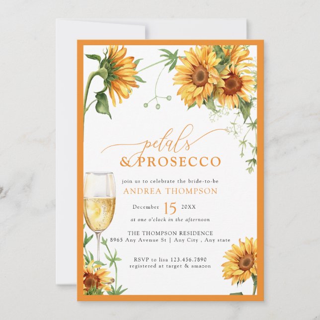 Elegant Sunflower Bridal Shower Invitation (Front)