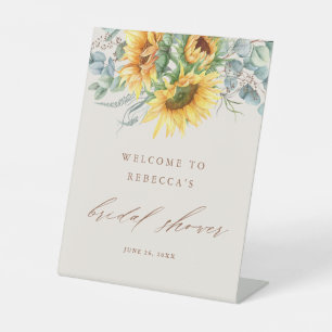 Elegant Sunflower Bridal Shower Welcome Pedestal Sign