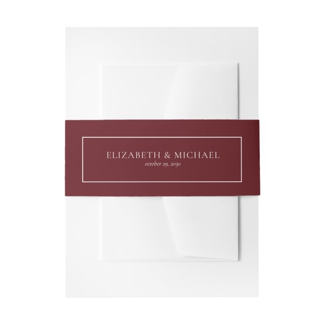 Elegant Sunflower Burgundy Navy Blue Wedding Invitation Belly Band (Front Example)
