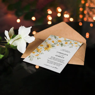 Elegant Sunflower Daisy Wedding Invitation