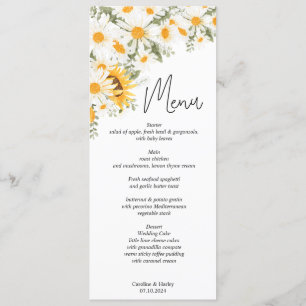 Elegant Sunflower Daisy Wedding Menu