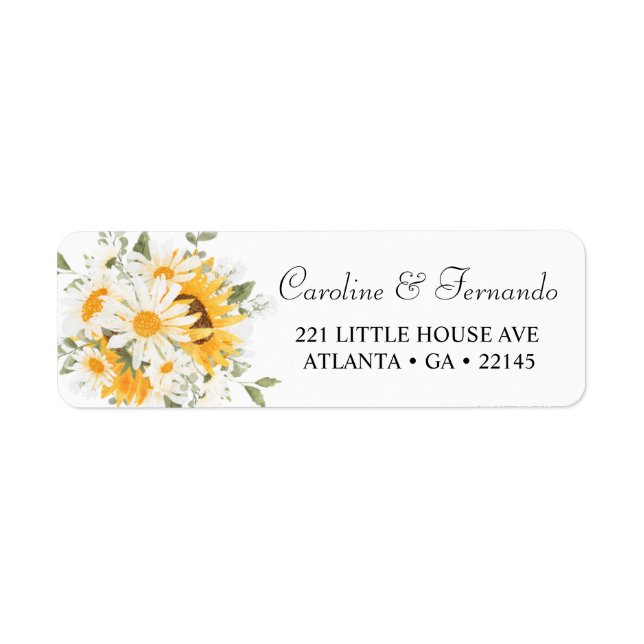 Elegant Sunflower Daisy Wedding Return Address  (Front)