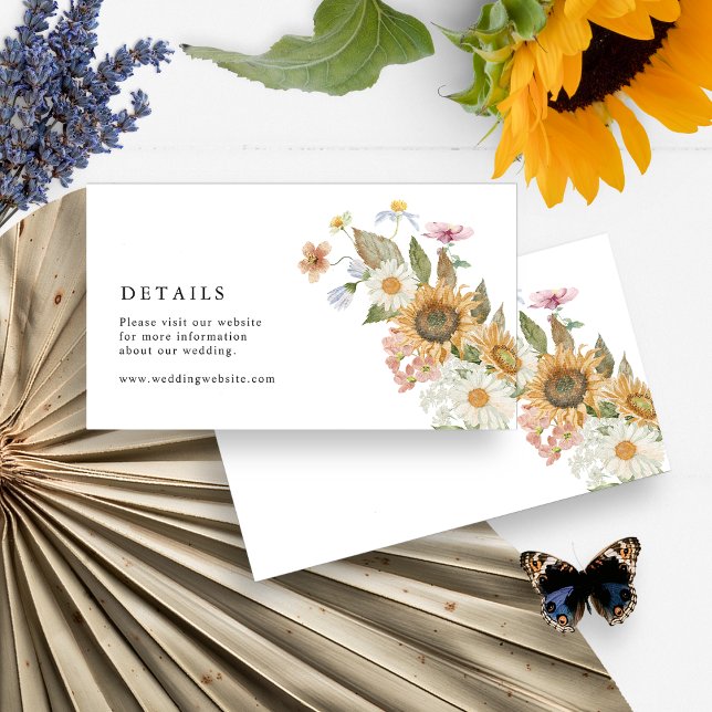 Elegant Sunflower Enclosure Card (Elegant Sunflower Wildflowers Floral Details Enclosure Card by Painted Paperie
)