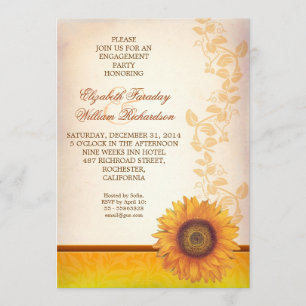 elegant sunflower engagement party invitation