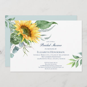 Elegant Sunflower Eucalyptus Bridal Shower Invitation