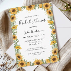 Elegant Sunflower Eucalyptus Bridal Shower Invitation