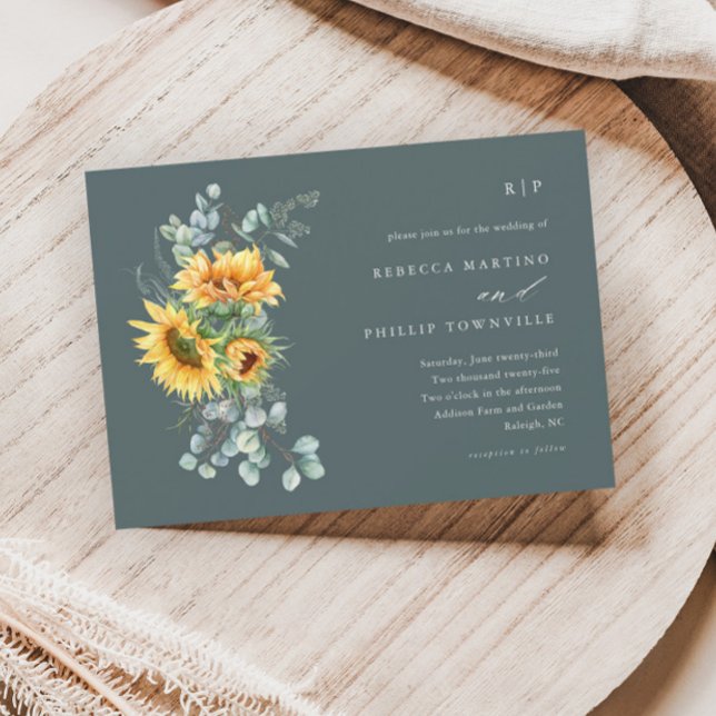 Elegant Sunflower Eucalyptus Fall Wedding Invitati Invitation (Creator Uploaded)