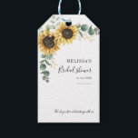 Elegant Sunflower Eucalyptus Floral Bridal Shower Gift Tags<br><div class="desc">Create a modern Sunflower Floral gift tag with this cute template featuring beautiful rustic floral bouquet, geometric gold effect frame, with modern simple typography. TIP: Matching wedding suite cards like RSVP, wedding programs, banners, tapestry, gift tags, signs, and other wedding keepsakes and goodies are available in the collection below featuring...</div>