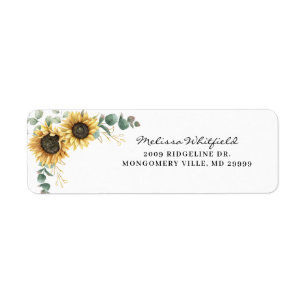 Elegant Sunflower Eucalyptus Floral Return Address