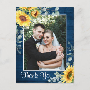 Elegant Sunflower Eucalyptus Rustic Thank You Postcard