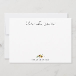 Elegant Sunflower Eucalyptus Thank You Card