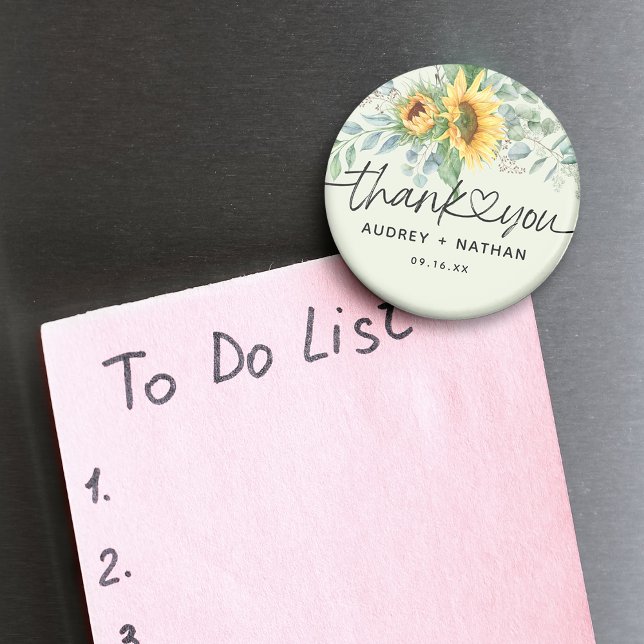 Elegant Sunflower Eucalyptus Thank You Wedding Magnet (Elegant Sunflower Eucalyptus Thank You Wedding Magnet)