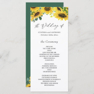 Elegant Sunflower Eucalyptus Wedding Ceremony Programme