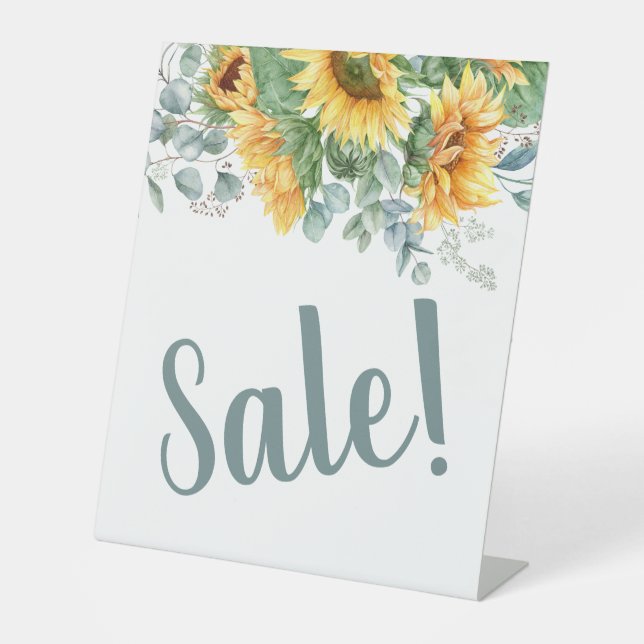 Elegant Sunflower Floral Sale Business Pedestal Sign (Front)