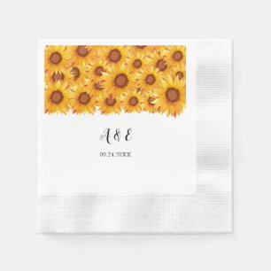 Elegant Sunflower Florals Wedding Napkins