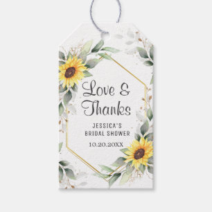 Elegant Sunflower Greenery Bridal Shower Thank You Gift Tags