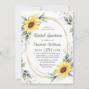 Elegant Sunflower Greenery Floral Bridal Shower Invitation