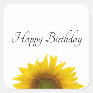 Elegant Sunflower Happy Birthday  Square Sticker