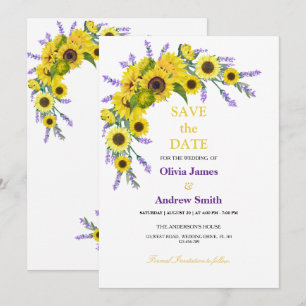 Elegant Sunflower & Lavender Wedding Save The Date