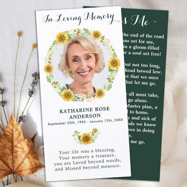 Elegant Sunflower Memorial Photo Funeral Prayer (Creator Uploaded)