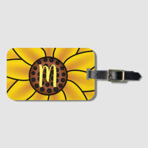 Elegant Sunflower Monogram Luggage Tag