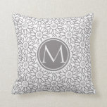 Elegant Sunflower Pattern Monogrammed Cushion<br><div class="desc">Elegant monogram. Sunflower pattern. Modern floral. Grey art by José Ricardo.</div>