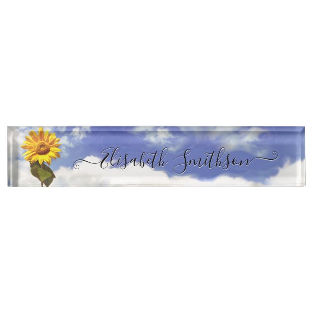 Elegant Sunflower Personalised Professional Floral Nameplate (Front)